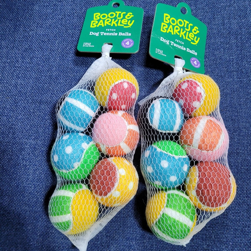 Boots Barkley Fetch Dog Tennis Balls 12 Pack 2 Inch Diameter Super Chewer